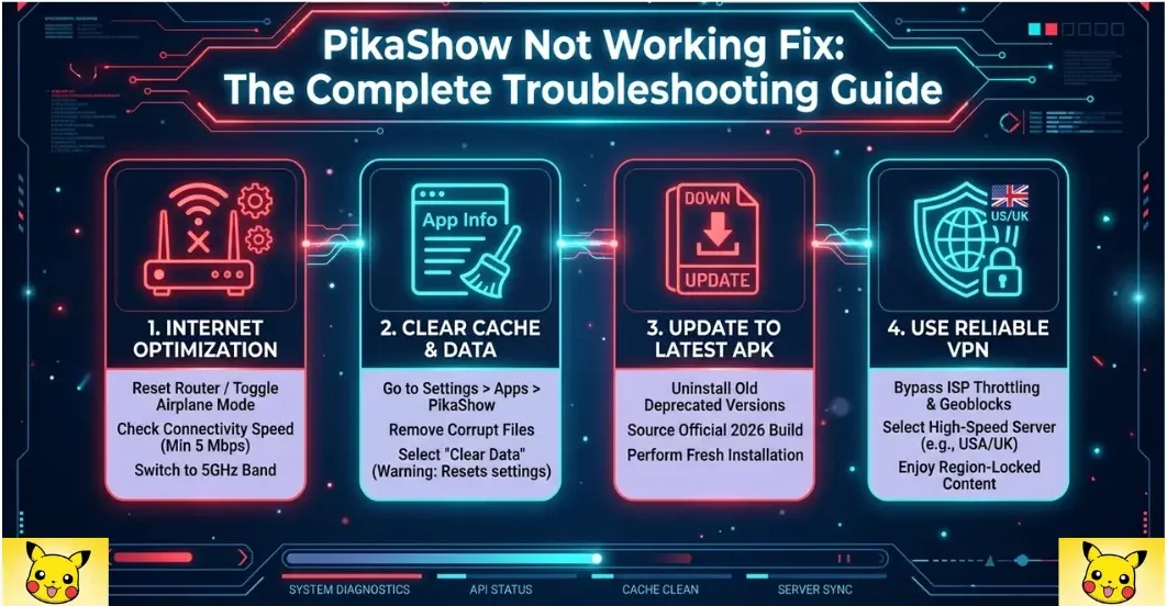 Pikashow running Problems and fixation