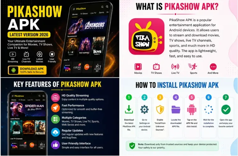 PikaShow APK Download Latest Version 2026 – Complete Installation Guide 1 PikaShow APK Features Installation Guide and Download Information
